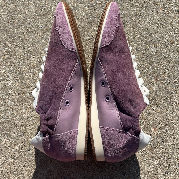 Tory Burch Snow White / Lilac Nylon /Calf Leather suede Tory Sneaker Size 5 NEW - Picture 5 of 12